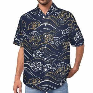 Mens Short Sleeve Printed Spandex Polyester Shirt